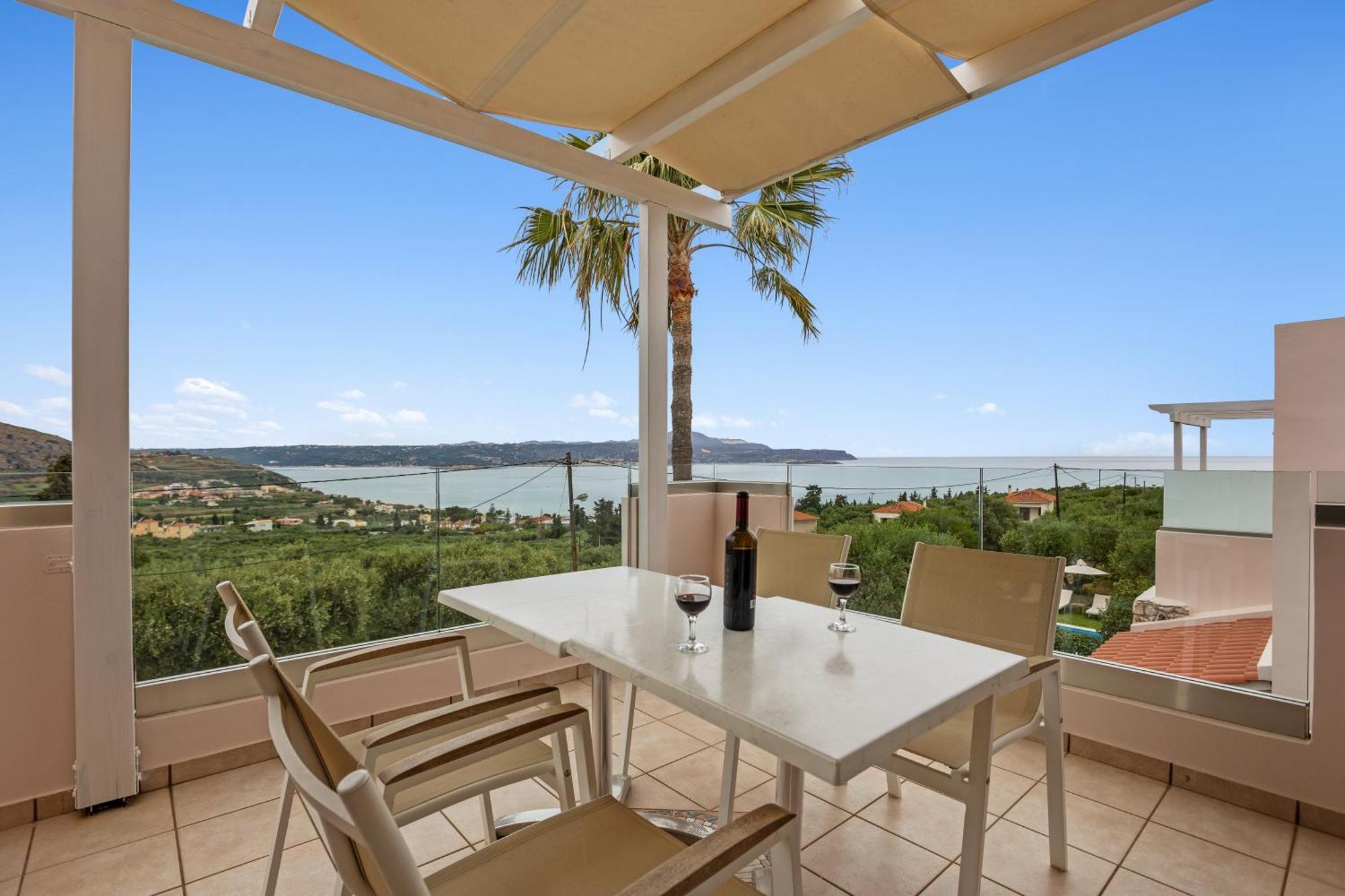 Sea View Villa Stelios With Private Pool Near The Beach Kalyves Exterior photo
